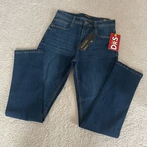 Slim Blue Jeans with Rich Color and Clean Finish